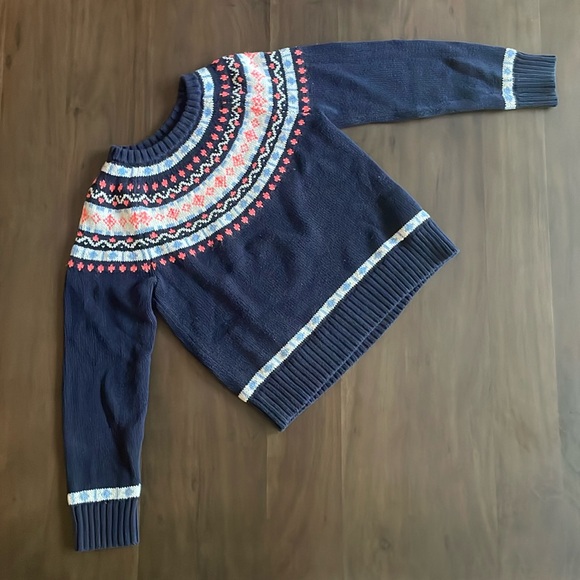 J. Crew / Crew Cuts Girls Navy Fair Isle Cotton Sweater - Picture 2 of 6
